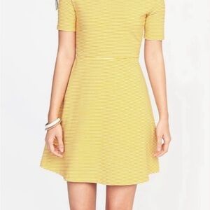 Old Navy mustard white off shoulder a-line short sleeve empire waist mini